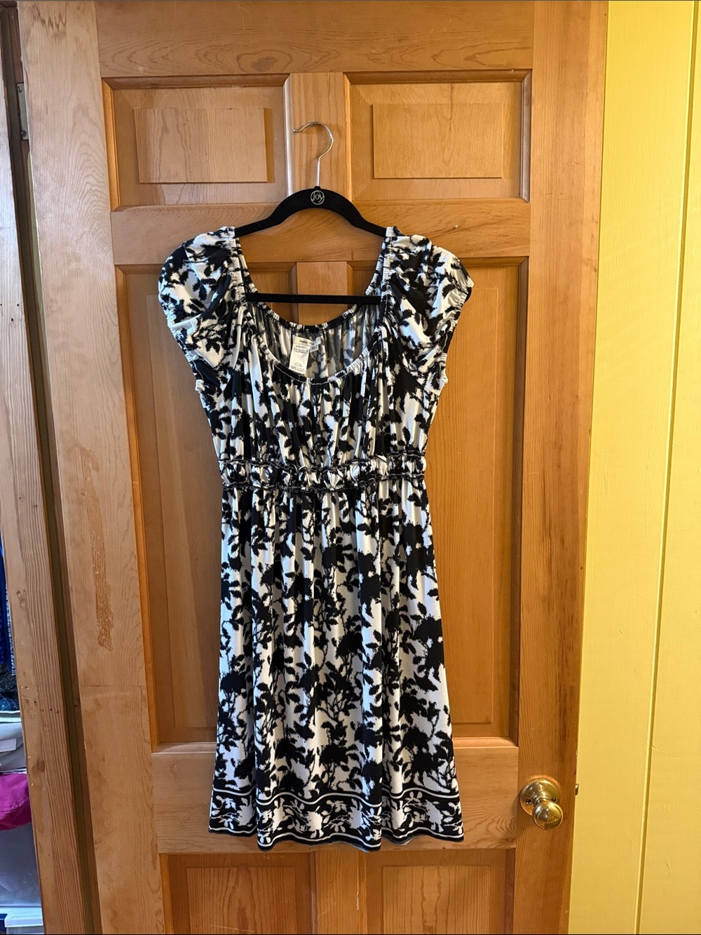Sophie Max Black and White Floral Empire-Waist Dress